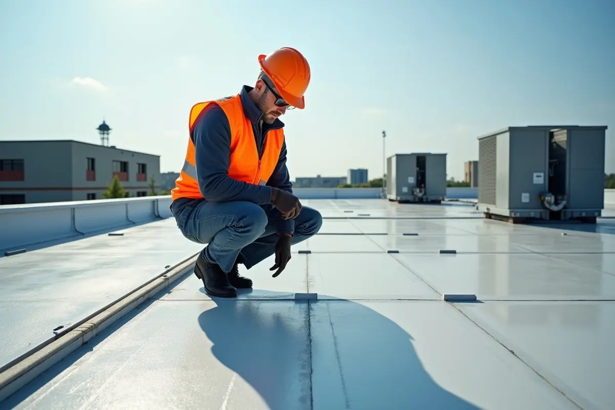 technician inspecting commercial rooftop to ensure long term durability