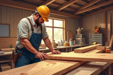 builder selecting structural pine for construction and woodworking projects